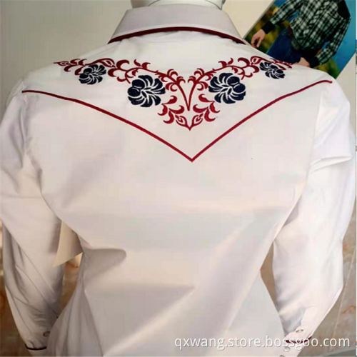 Elegant Embroidery Women's Long-sleeve CVC Shirts